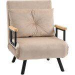 Homcom - fauteuil convertible 3 en 1 chauffeuse lit dossier rglable coussin accoudoirs bois velours ...