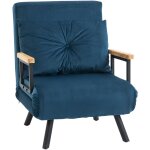 Homcom - fauteuil convertible 3 en 1 chauffeuse lit dossier rglable coussin accoudoirs bois velours ...