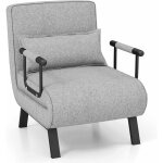 Costway - fauteuil convertible  lit 1 place, fauteuil de salon 4 - en - 1, dossier rglable en 6 positions ...