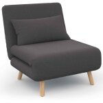 Fauteuil convertible romeo lit d'appoint 1 place 80x190 cm tissu gris anthracite