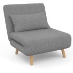 Fauteuil convertible romeo lit d'appoint 1 place 80x190 cm tissu gris clair Fauteuil convertible romeo lit d'appoint 1 place 80x190 cm tissu gris clair
