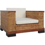 Vidaxl - fauteuil avec coussins marron rotin naturel