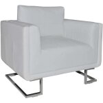 Fauteuil cube avec pieds chrom�s blanc similicuir - vidaxl