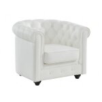 Fauteuil en cuir de buffle blanc chesterfield