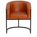 Made in meubles - fauteuil en cuir marron et métal sacha Made in meubles - fauteuil en cuir marron et métal sacha