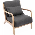 Fauteuil design en bois et tissu. 1 place droit fixe. pieds compas scandinave. structure en bois solide. ...
