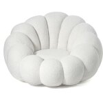 Cotecosy - fauteuil design coquillage arielina tissu bouclette blanc - blanc