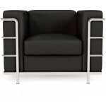 Fauteuil design - revtement en cuir vgtalien - lecur noir