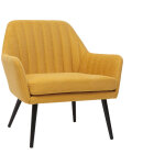 Miliboo - fauteuil design en tissu effet velours textur� jaune moutarde et m�tal noir gaston
