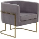Beliani - fauteuil  dossier rond moderne glam dcoratif velours gris cadre dor sirkka