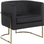 Beliani - fauteuil à dossier rond moderne glam décoratif en velours noir et cadre doré sirkka Beliani - fauteuil à dossier rond moderne glam décoratif en velours noir et cadre doré sirkka
