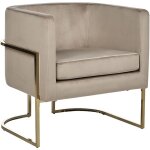 Fauteuil à dossier rond moderne glam décoratif en velours taupe et cadre doré sirkka Fauteuil à dossier rond moderne glam décoratif en velours taupe et cadre doré sirkka