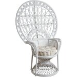 Aubry gaspard - fauteuil emmanuelle en rotin laqu blanc avec coussin
