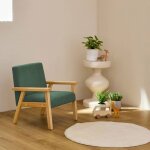 Sweeek - fauteuil enfant en bois et velours c�tel� kaki. isak l 47 x p 43. 5 x h 50cm