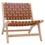 Fauteuil ethnique en bois et sangles tress�es marron bondi
