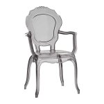Fauteuil fashion commerce en polypropyl�ne transparent fum� empilable avec accoudoirs