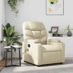 Fauteuil inclinable de massage cr�me similicuir