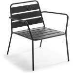 Oviala - fauteuil de jardin bas en métal gris anthracite - palavas Oviala - fauteuil de jardin bas en métal gris anthracite - palavas