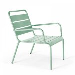 Fauteuil de jardin bas relax acier vert sauge - palavas