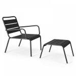 Fauteuil relax et repose pied en m�tal anthracite - palavas