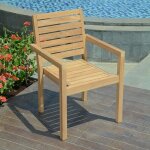 Fauteuil de jardin empilable en teck massif tivoli