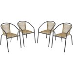 Fauteuils de jardin structure m�tallique noir et r�sine plastique couleur naturelle. traitement antirouille. ...