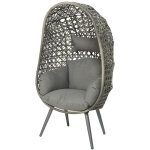 Jardideco - fauteuil de jardin sur pieds ?uf de jardin en rsine tresse gris clair palermo