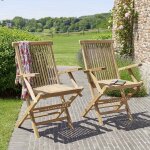 Berah getah - lot de 2 fauteuils de jardin en teck massif pliant