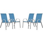Fauteuil jardin textilne  cordoba  - phoenix - bleu - lot de 4