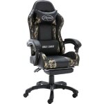 Vidaxl - fauteuil de jeux vid�o repose - pied noir / camouflage similicuir