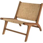 Fauteuil en bois de teck et tressage chevron en rotin - kilka