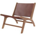 Rendez - vous dco - fauteuil en teck et cuir lisse marron - kuna