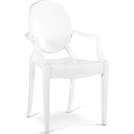 Privatefloor - chaise de salle  manger transparente - design avec accoudoirs - louis xiv blanc