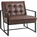Homcom - fauteuil lounge chesterfield assise dossier capitonn�s structure m�tal noir rev�tement synth�tique ...