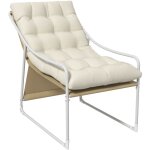 Outsunny - fauteuil lounge de jardin avec coussin acier �poxy polyester blanc beige cr�me