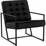 Dcoshop26 - fauteuil lounge en velours noir et cadre mtallique capitonn design minimaliste fal10545 ...