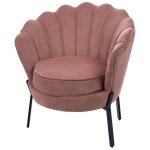 Hellin - fauteuil coquillage 76x71x78 cm en tissu rose