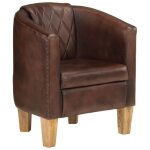 Fauteuil marron fonc� cuir v�ritable - vidaxl