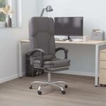 Fauteuil de massage inclinable de bureau gris similicuir vidaxl