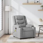 Vidaxl ? fauteuil relax inclinable gris clair ? tissu 100% polyester ? massage par vibrations 6 points ...