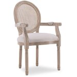 Intensedeco - fauteuil médaillon louis xvi cannage rotin tissu beige Intensedeco - fauteuil médaillon louis xvi cannage rotin tissu beige