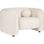 Fauteuil moderne en tissu velours coussins ronds blanc cass� leiren