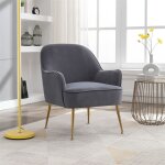 Fauteuil moderne en velours doux, fauteuil d'intérieur avec pieds en or et pieds réglables, pour salon, ... Fauteuil moderne en velours doux, fauteuil d'intérieur avec pieds en or et pieds réglables, pour salon, ...
