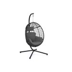Idmarket - fauteuil oeuf suspendu ajour� effet rotin gris avec coussin gris