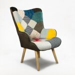 Fauteuil patchwork au design moderne avec accoudoirs patchy chic