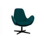 Miliboo - fauteuil pivotant design en tissu velours gaufr bleu canard et mtal noir andy