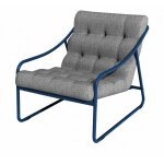 Proloisirs - fauteuil relax bord'eau en aluminium / tpep avec coussin - bleu / chin� gris