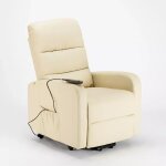 Fauteuil relax lectrique inclinable avec releveur en similicuir elizabeth design - beige