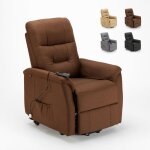 Fauteuil relax �lectrique inclinable en tissu avec roues et releveur marie - marron