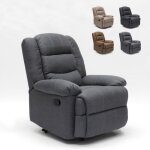 Fauteuil relax inclinable  roulette avec repose - pieds design tissu maura - gris
